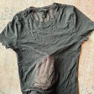 Forever 21 Black Sheer Short-Sleeve T-Shirt